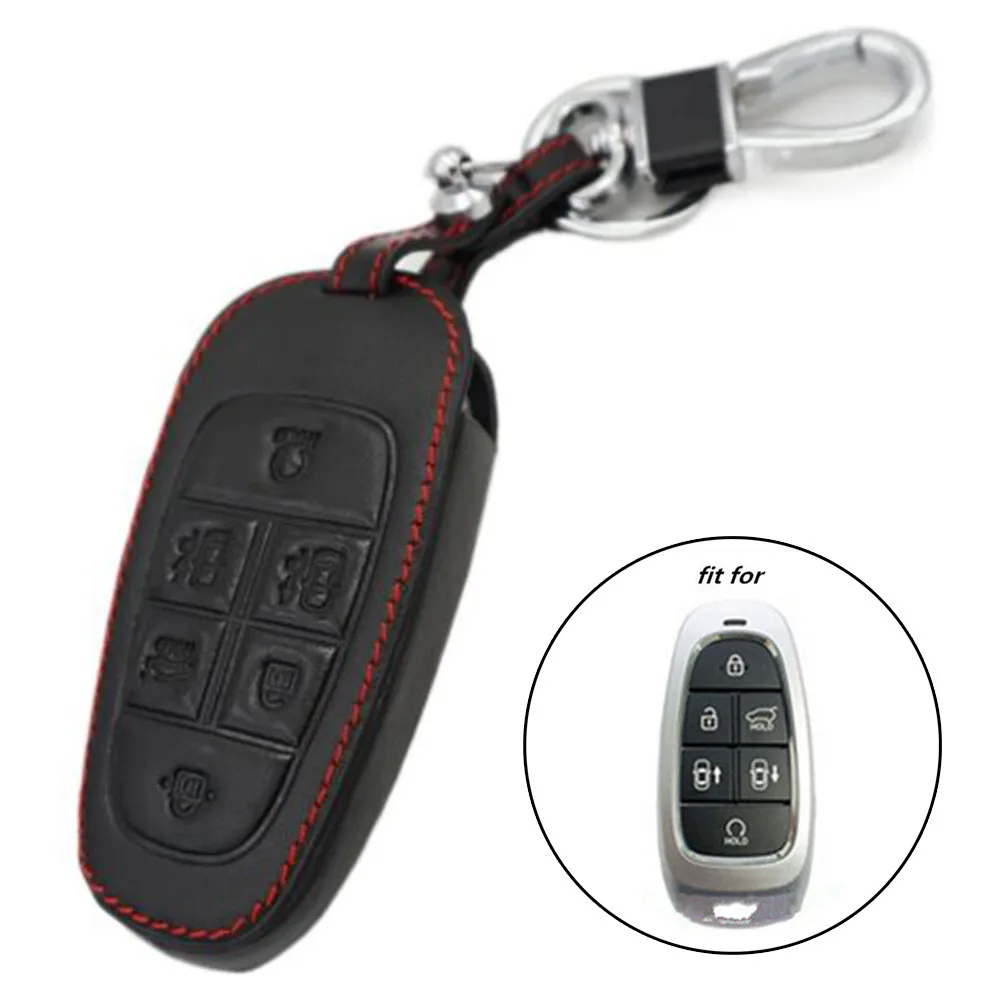 100 Brand New Key Holder Leather Replacement 6 Buttons Black Extremely Light Cover Case For Hyundai Sonata Nexo