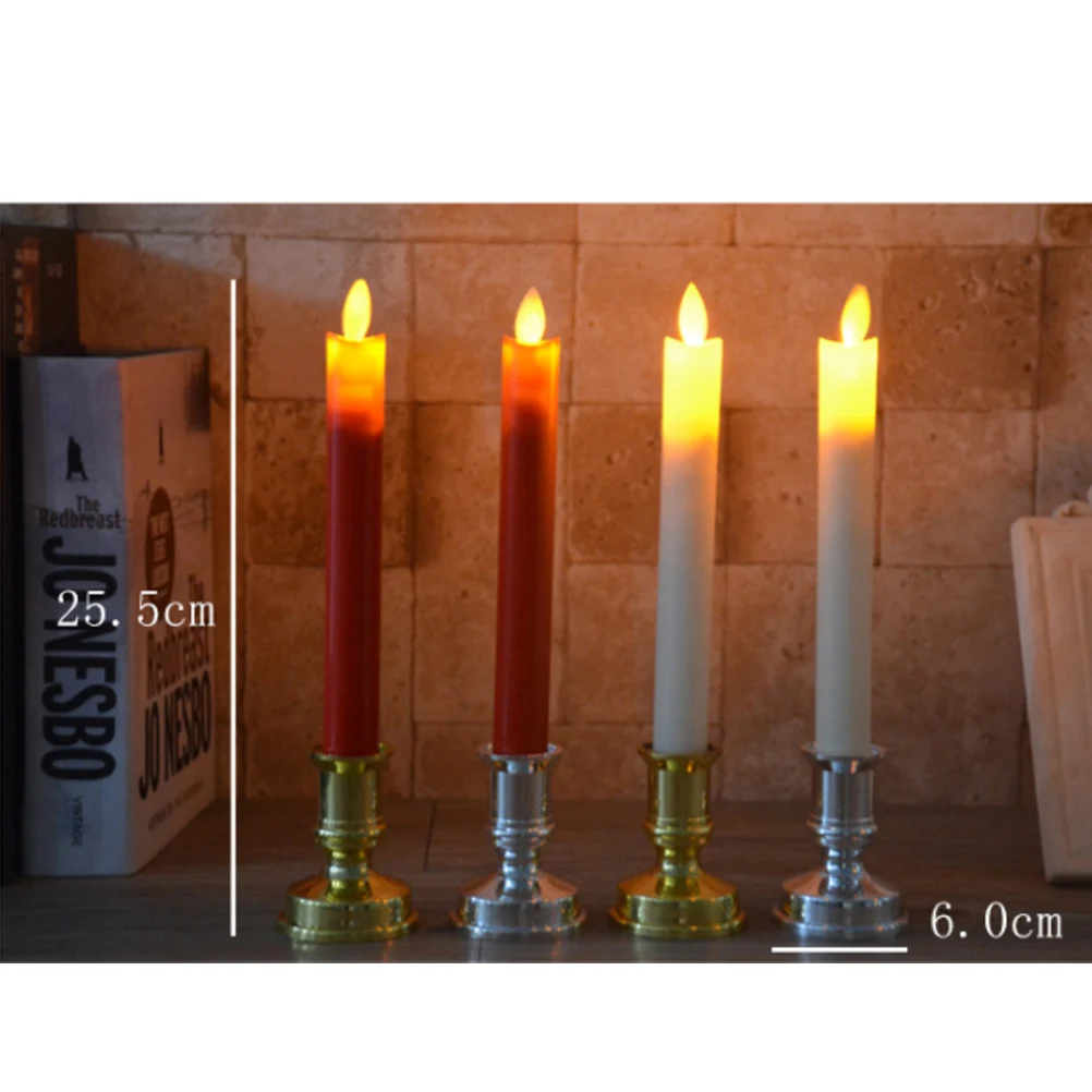 

1 Pair Electric Led Long Rod Lamp Flameless Swing Simulation Light For Home Decor Hotel Bar Outdoor Red Rod Silver