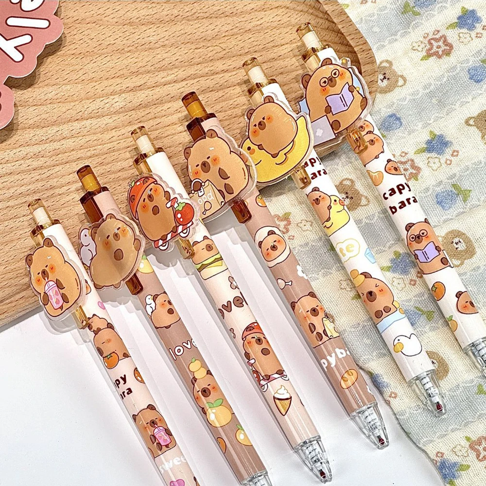 Imagem -05 - Capivara dos Desenhos Animados Gel Ink Signature Pen Caneta Esferográfica Escola Escritório Papelaria Kids Gift 0.5 mm Pcs por Lote