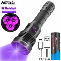 3x365nm 60W UV Flashlight USB Rechargeable Blacklight Curing Cat Tinea Pet Urine Stain Marker Leakage Ore Money Scorpion Light