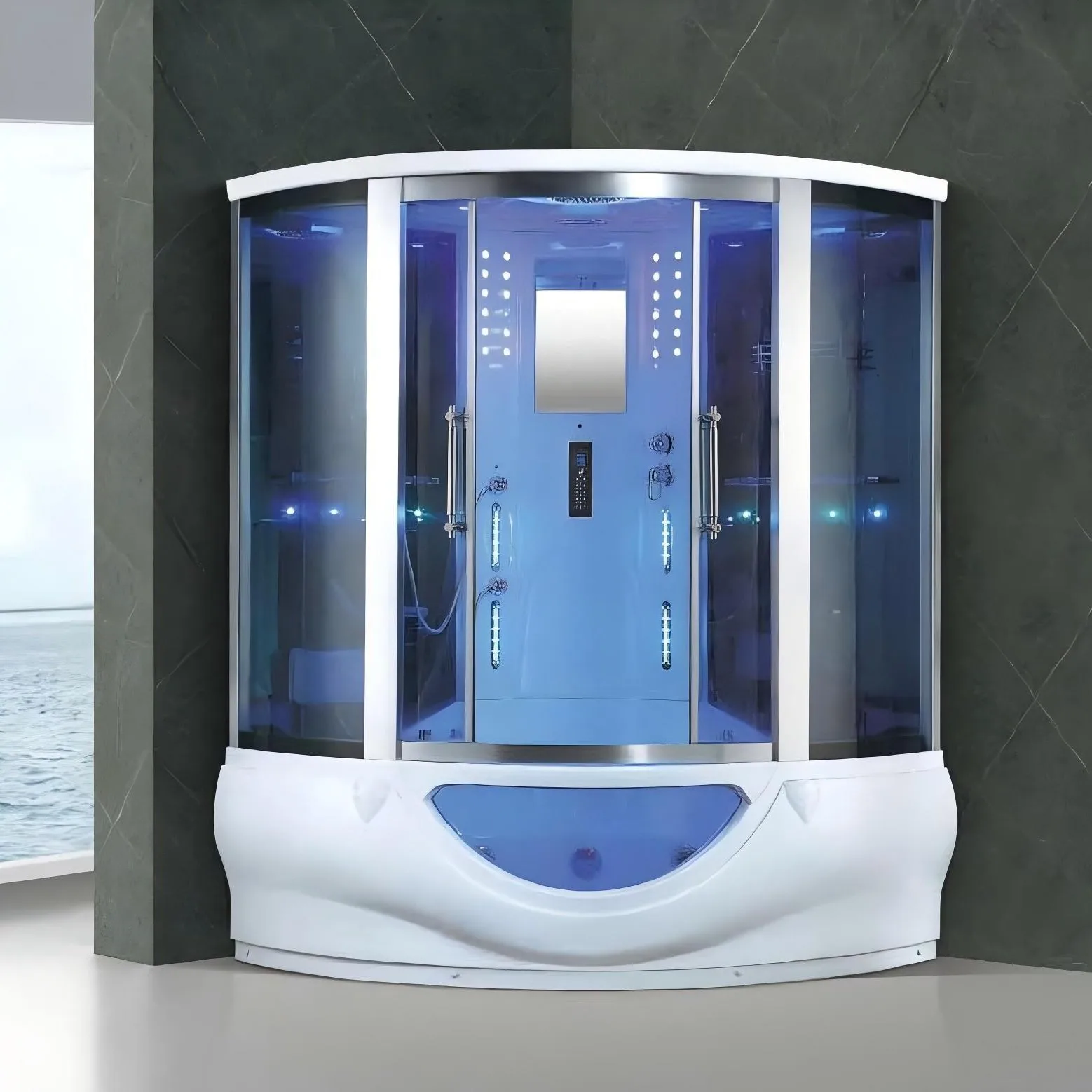 Fan-shaped household shower room steam with surf cylinder Closed all-in-one bathroom for bathing