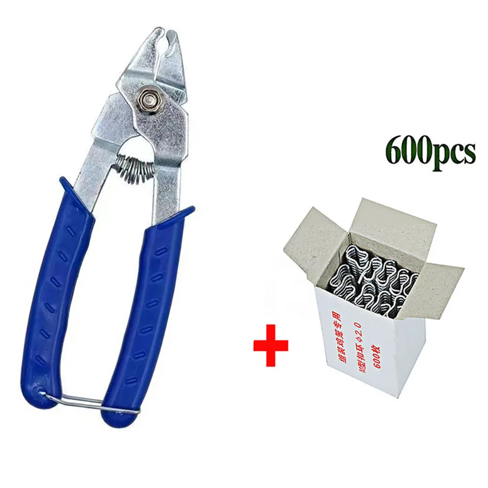 

Hog Ring Plier Tool Hog Ring Pliers + 600pcs Hog Rings M Nails Poultry Cage Installation Tools Fences Netting Tags Traps Cage