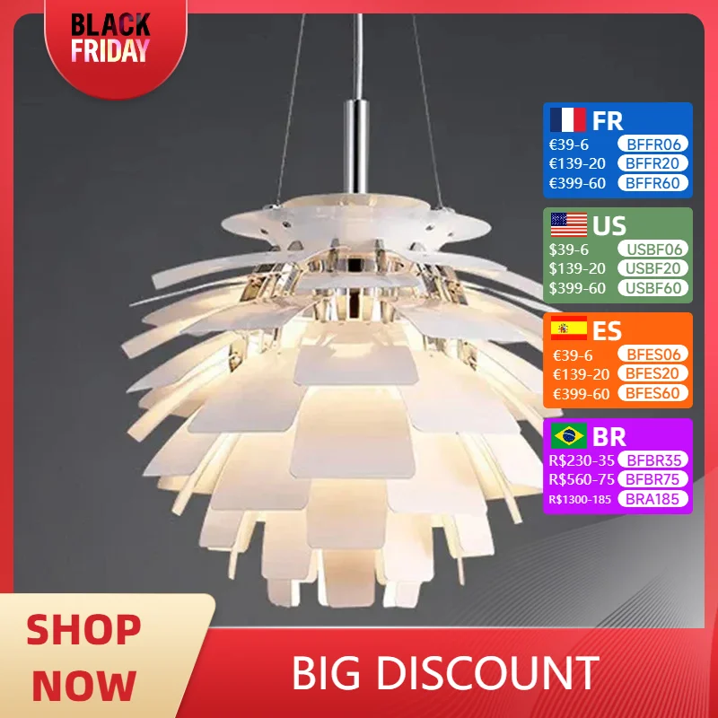 Pinecone Pendant Lights Modern LED Danish Design Chandelier Living Room Decor Home Aluminum Hanging Lamps Artichoke Suspension