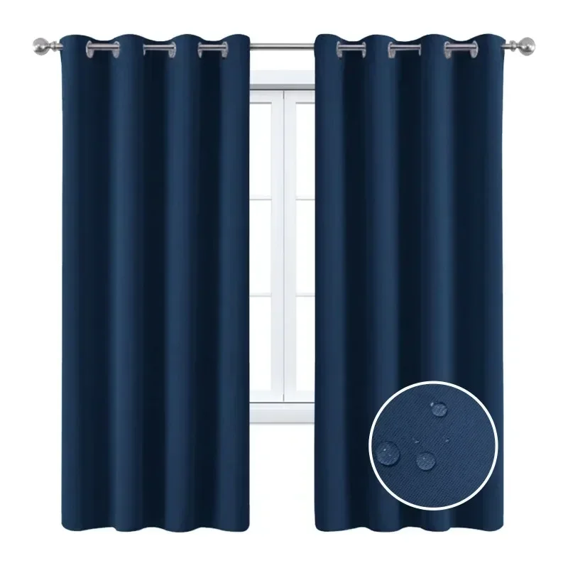 90% Blackout Fabric Solid Color Balcony Sunscreen Heat Insulation Outdoor Waterproof Curtain for Living Room Finished Perforated