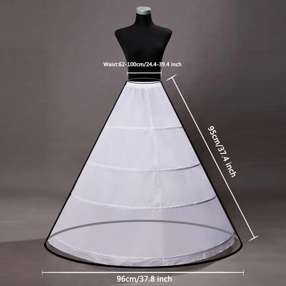 Women Crinoline Petticoat 4 Hoop A-line Skirt Slips Floor Length Underskirt for Wedding Ball Gown Bridal Dress