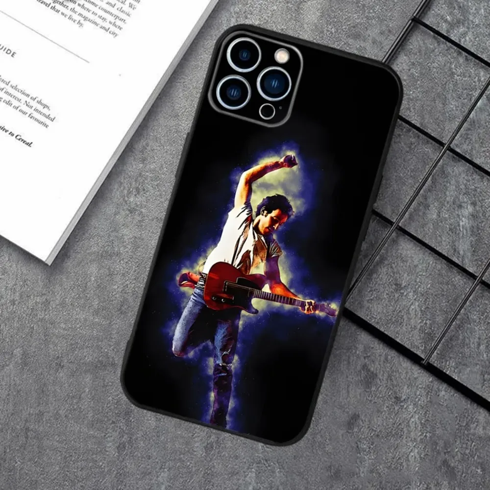 Bruce Springsteen Phone Case For Apple iPhone 15,14,13,12,11,XS,XR,X,8,7,Pro,Max,Plus,mini Silicone Black Cover