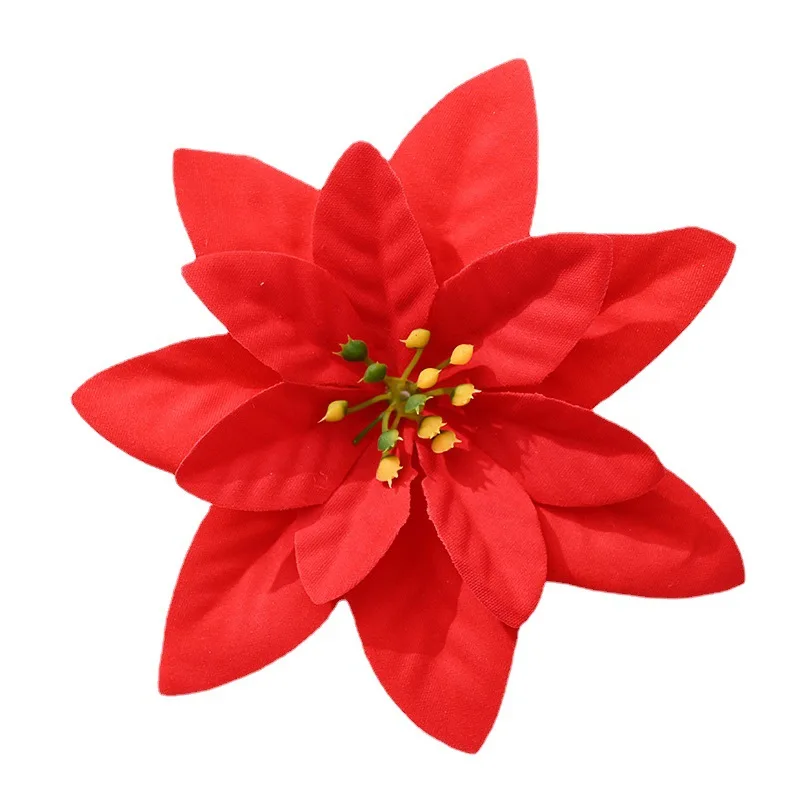 13CM Christmas silk flower head red gold white poinsettia For DIY Xmas flowers bouquet  tree decorative home wreath supplier