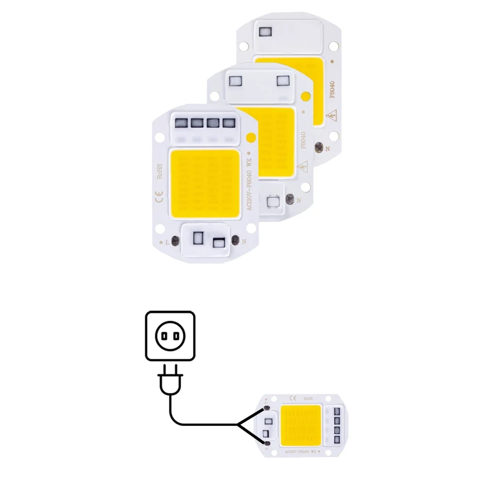 

Светодиодные чипы лампы COB 20 Вт, 30 Вт, 50 Вт переменного тока 220 В, умные IC, светодиодные лампы, бусины, аксессуары для светодиодных прожекторов «сделай сам», холодный белый, теплый белый