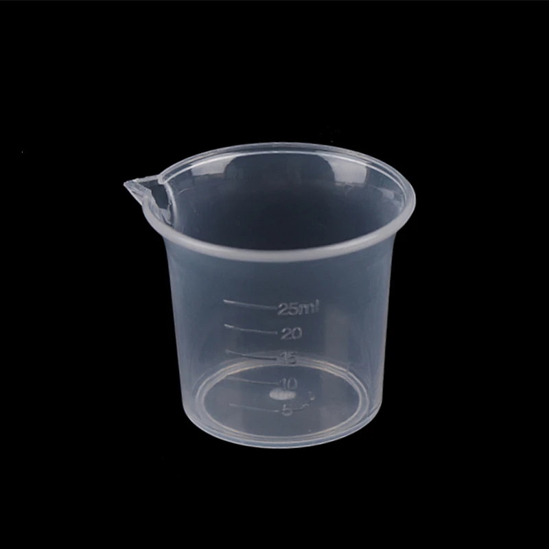 2Pcs/Lot 25/50/100/150/250ml Plastic Volumetric Beaker Measuring Cup Transparent Kitchen Laboratory Laboratory Study Supplies