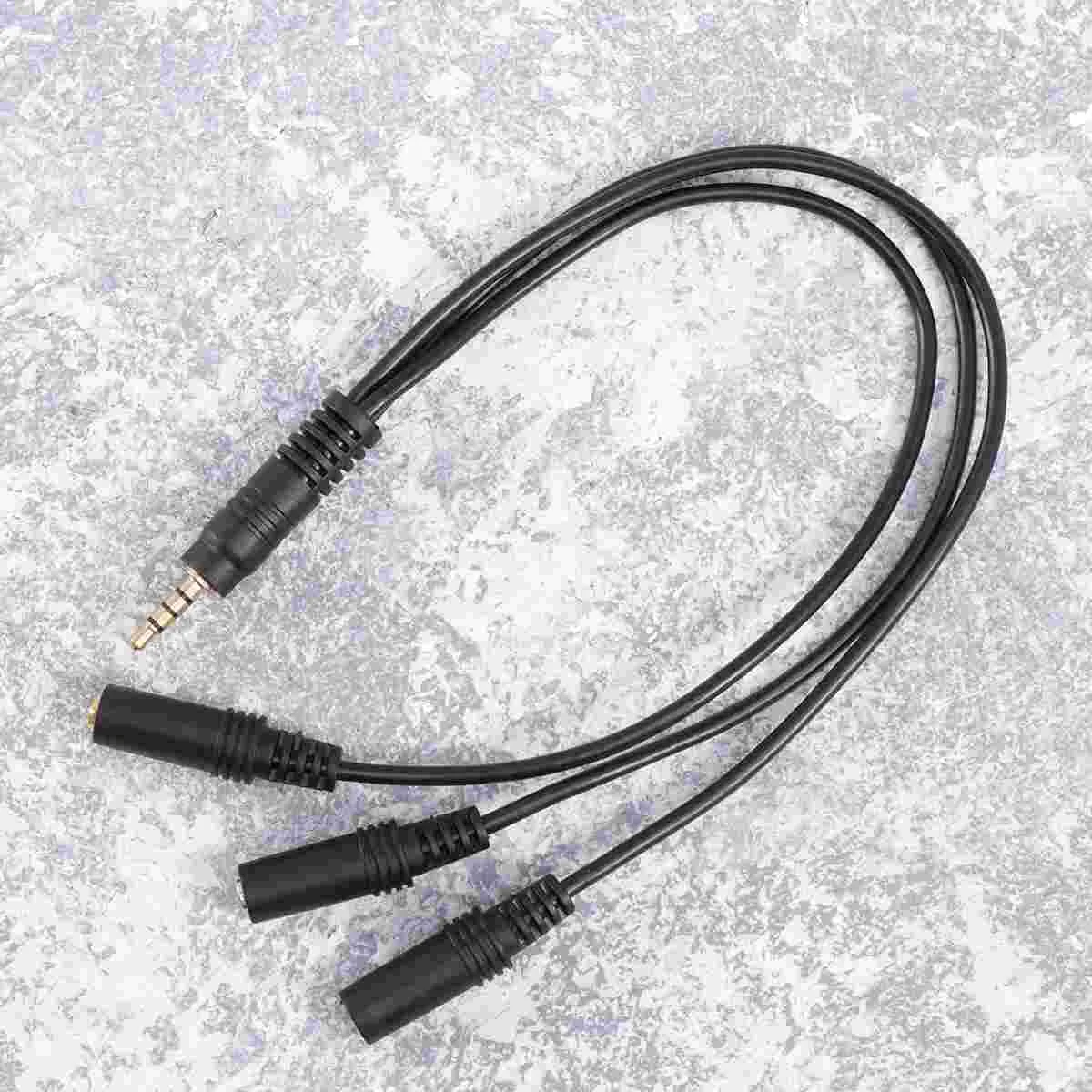 Earphones Headphone Audio Splitter Cable and Microphone Jack for Headset Black 35mm