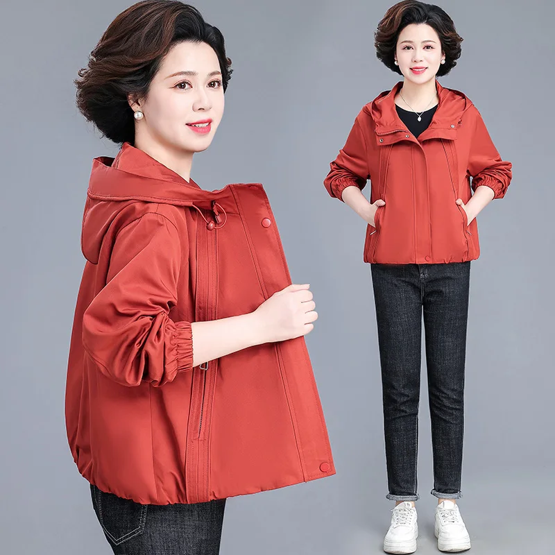 

Модная короткая куртка Sli Outerwear для женщин старше 50 лет, весенняя, в корейском стиле, из полиэстера, на молнии, повседневная