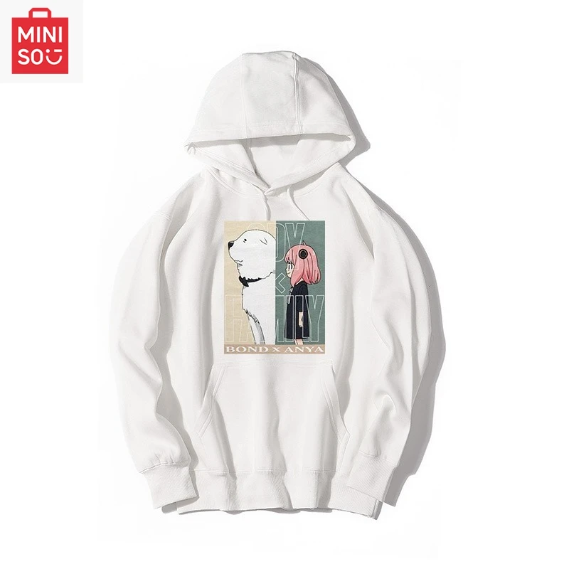 

MINISO коллатусы с SPY×FAMILY для создания свободных мультяшных многофункциональных повседневных и милых девушек с капюшоном и принтом.