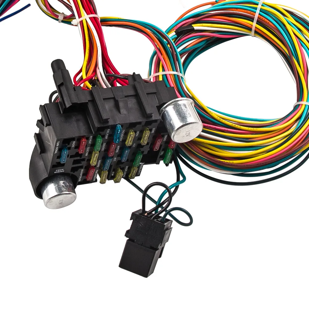 Kabelbaum mit 21 Schaltkreisen und 17 Sicherungen mit Steckeranschlusssatz für GMC für Chevy Universal-Scheinwerfer – Detail 3