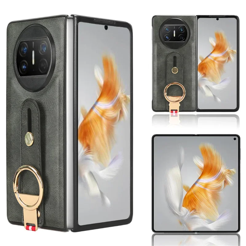 

For Huawei Mate X3 Shockproof Wristband Ring Bracket Back Cover For Huawei Mate X3 MateX3 mate x3 Protective Leather Phone Case