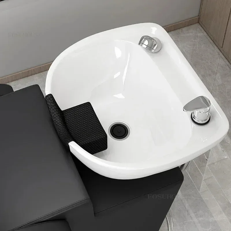 الراقية كراسي الشامبو السيراميك صالون حلاقة خاص شامبو السرير الحديثة الشعور شبه مستلق بسيط شامبو السرير غسل صالون الشعر L