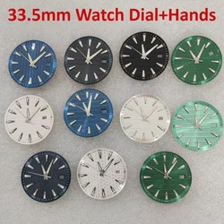 New Geometric Green Luminous Dial 33.5mm Watch Dial+Hands Kits for NH35 NH36 4R 7S Movement High Quality Watches Parts