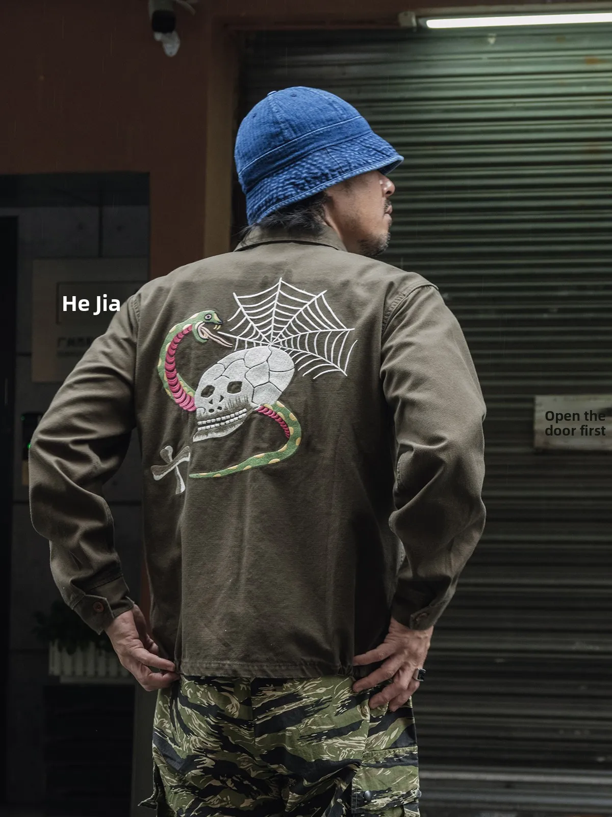 

Non Sto Memorial Skull Embroidery Jaet Horizontal Hamat Vintage Turn-down Collar Coat Long Sve Stand Fit Autumn Jaet