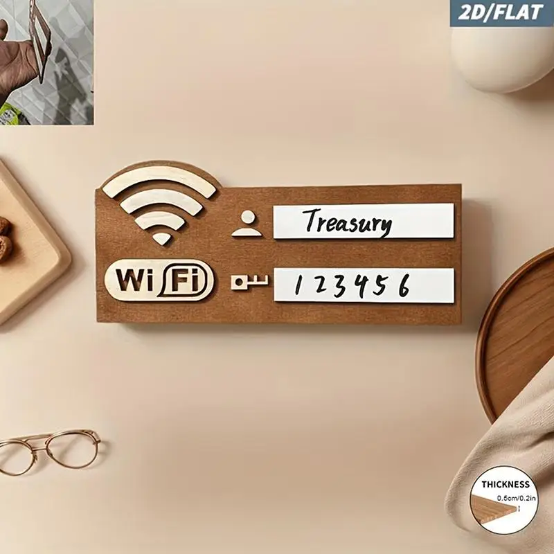 Hot Rustic Wooden WiFi Password Sign, Vintage Wall-Mounted Wireless Network Indicator Plaque, Multi-Purpose Home Decor Accessory