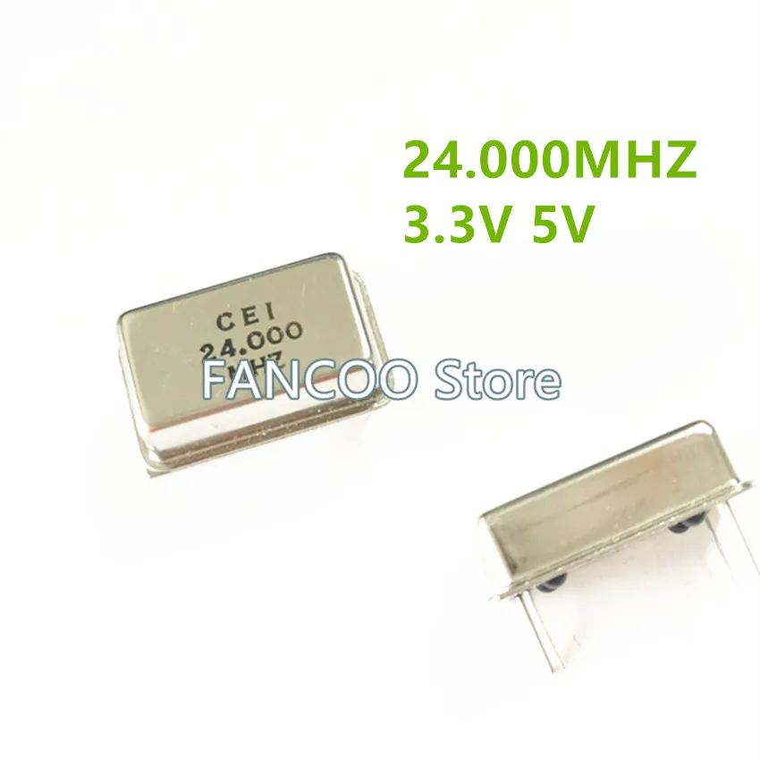 5pcs 24M 24.000M 24MHZ 24.000MHZ Crystal Oscillator Active OSC DIP-4 Rectangle Full Size 3.3V 5V