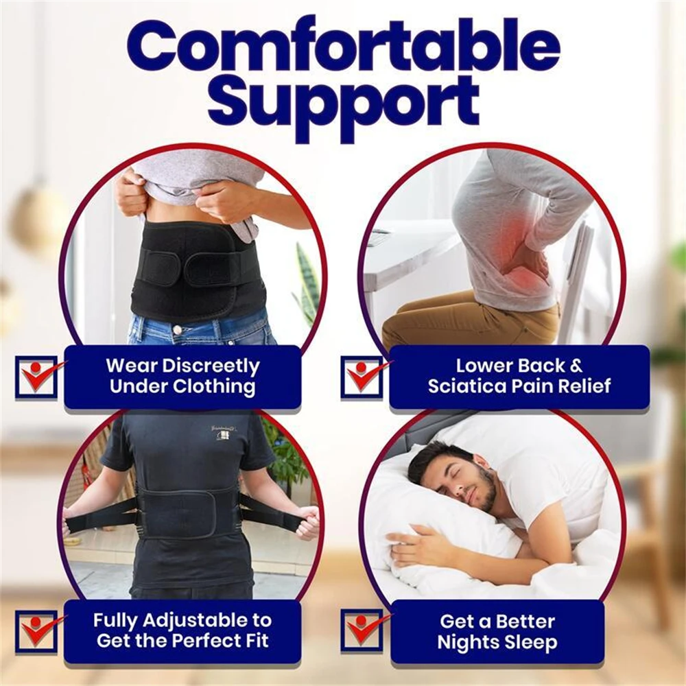 Sports Lumbar Back Belt Lower Back Pain Relief with 6 Stays Men and Women Waist Support Belt Anti-skid Sciatica Lumbar Support