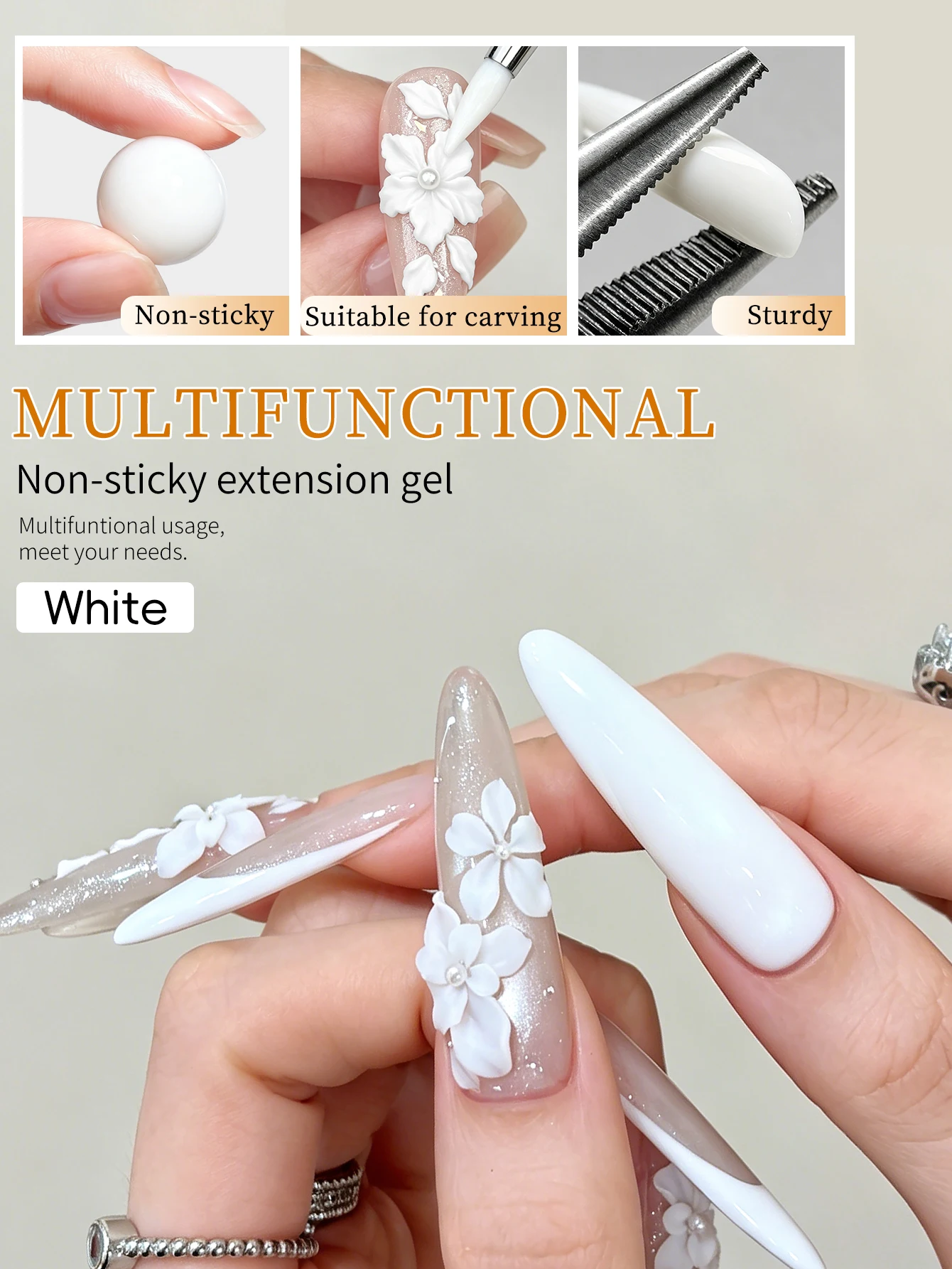 XEIJAYI 1 Stück 100g Weißes Weiches Nageltips-Gel für Künstliche Nägel UV-Gel Nagelverlängerung Funktionelles Design Maniküre-Werkzeuge – Detail 5