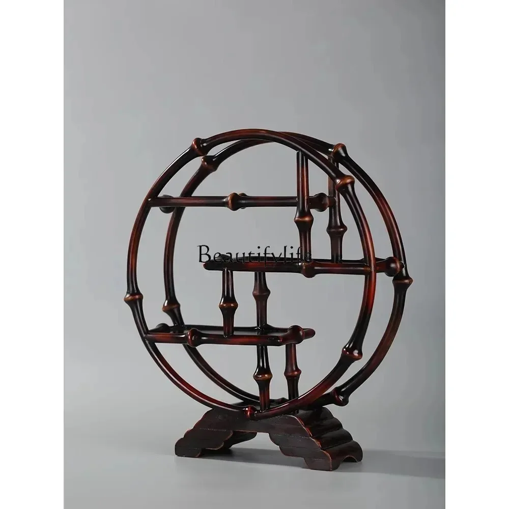 

Handmade bamboo and bamboo woven tea shed desktop tea table storage cabinet Chinese bogu rack