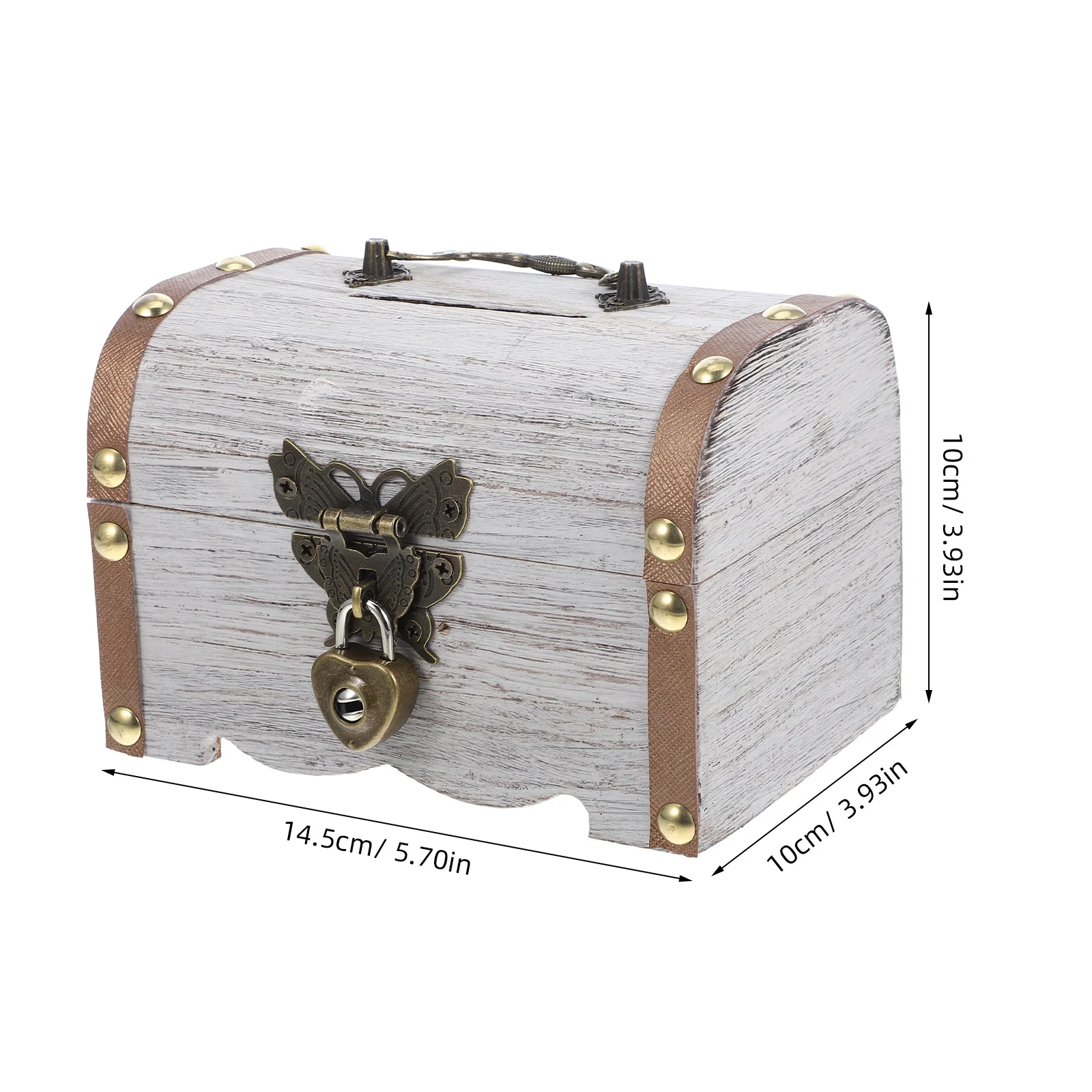 Retro Treasure Chest Piggy Bank Wooden Coin Bank Cash Box With Lock Hinged Lid Decorative Money Saving Box Keepsake Storage Box