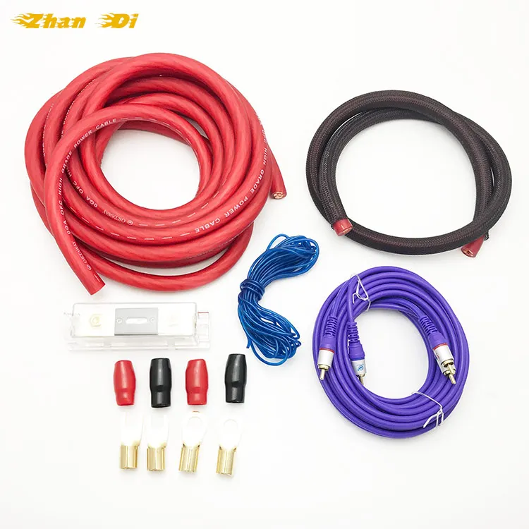 

High Quality professional Electrical power RCA wire subwoofer 0awg Cable kit cables audio car amplifier amp wiring 0GA