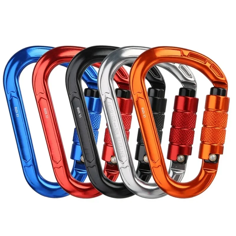 Rock Climbing Carabiner Pear-Shape Buckle 25kN Safety Auto Lock Spring-Loaded Gate Aluminum H-Carabiner Outdoor Kits