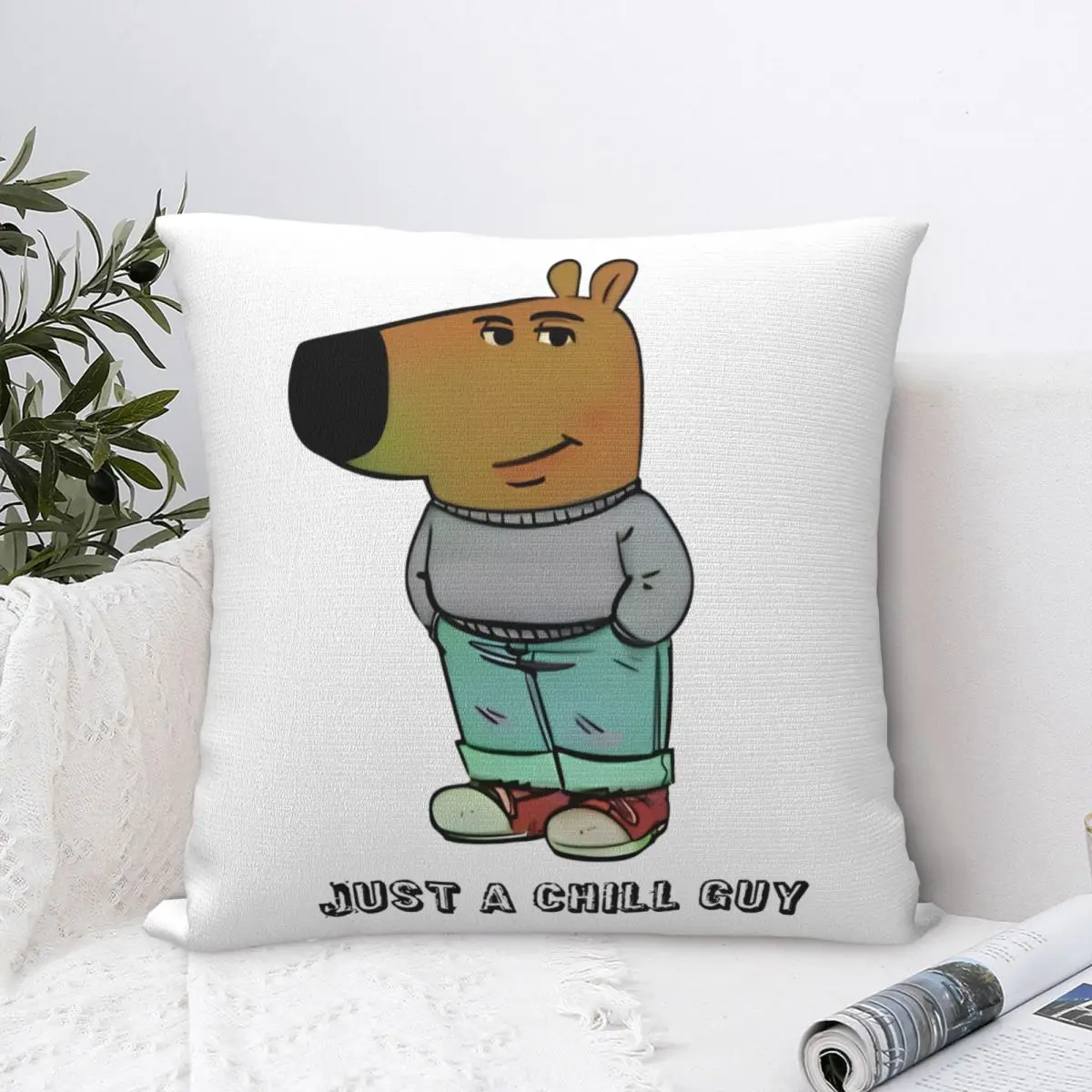 Chill Guy Dog I'm Lowkey Pillow Covers Sofa Cushion Cover Funny Decorative Throw Pillow Case 45*45