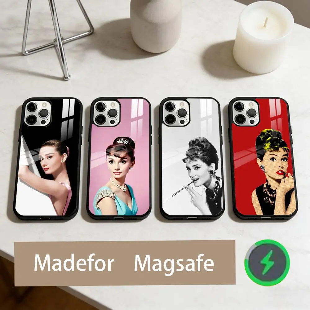 

A-Audrey Hepburn Super Actor Phone Case For iPhone17,16,15,14,13,12,11 Plus,Pro Max Magnetic For Magsafe Wireless Charging