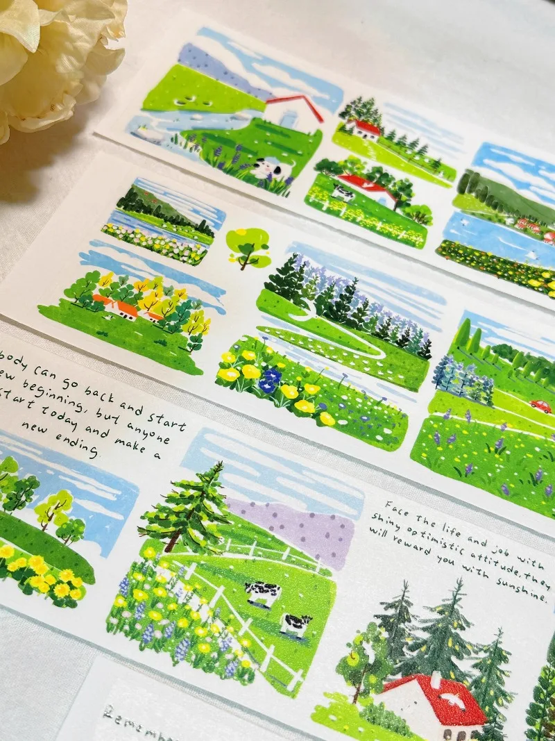 Vibrant Summer Scenery PET Washi Tapes Craft Supplies DIY Scrapbooking Card Making Decorative Plan Sticker