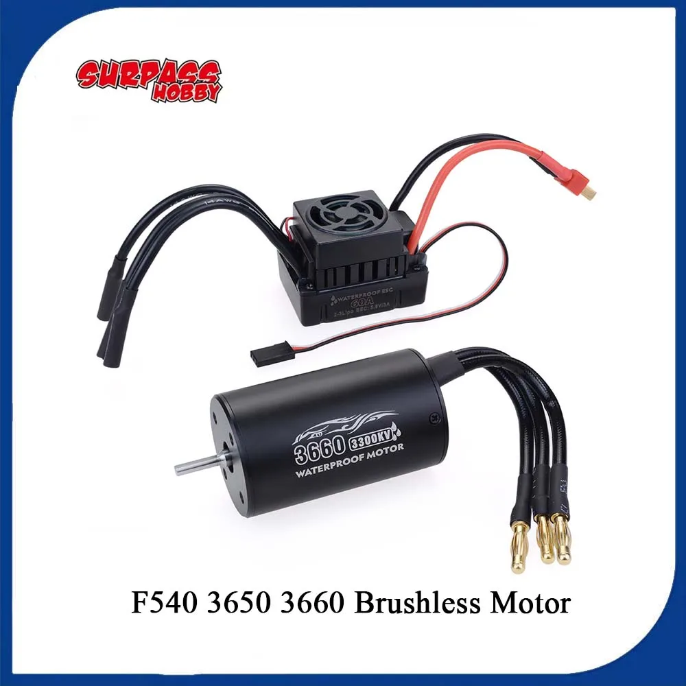 

SURPASS HOBBY Rocket Combo F540 3650 3660 Водонепроницаемый бесщеточный двигатель с ESC 60A для радиоуправляемого автомобиля 1/10 1/12