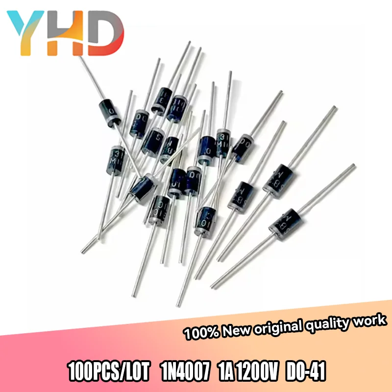 100PCS/LOT 1N4007 IN4007 4007 N4007 1A 1200V DO41High Quality Rectifier Diode DO-41 DIP New Original