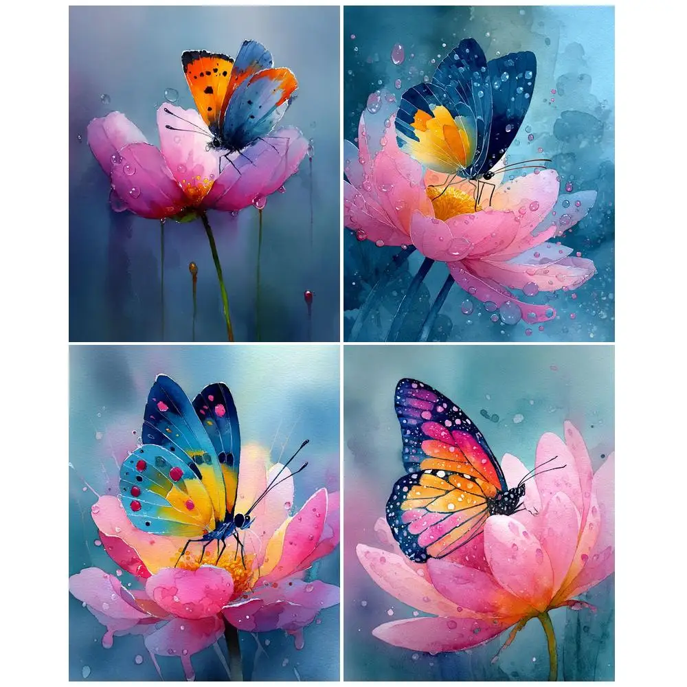 GATYZTORY Paint By Numbers For Adults Watercolors Decorative Paintings Butterfly and Flower Wall Accessories Personalized Gift