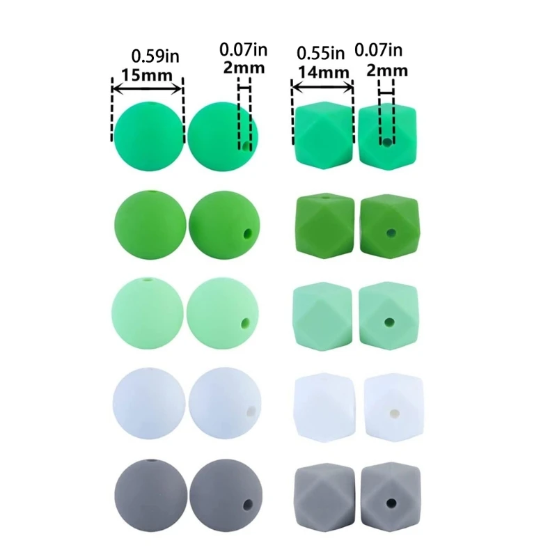 55 Chiếc Hạt Silicon Làm Bộ Dụng Cụ Cho Vòng Tay Xe Móc Khóa Tròn Hạt Đa Giác Phụ Kiện DIY Bộ Nữ Bé Gái