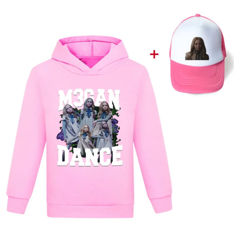 M3GAN DANCE Kids Hoodie Sweatshirt Toddler Girl Spring Autumn Hooded Megan Printed Long Sleeve Shirt Clothes Hat Christmas Gift