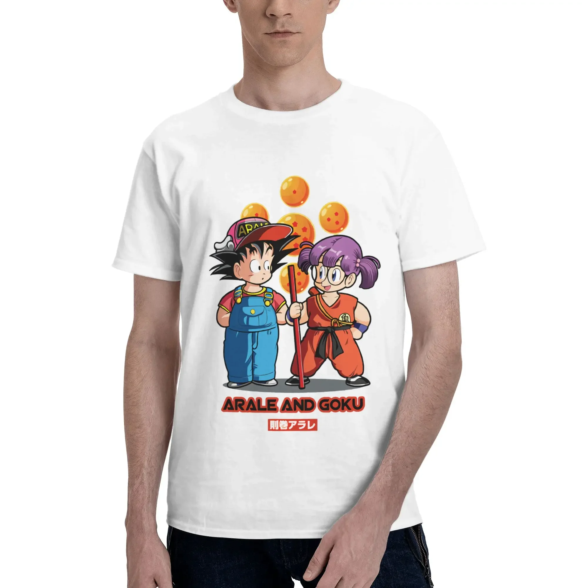Anime Dragon Ball Arale Men T-Shirt Clothes  Casual Tees Short Sleeve fugees 100% Cotton