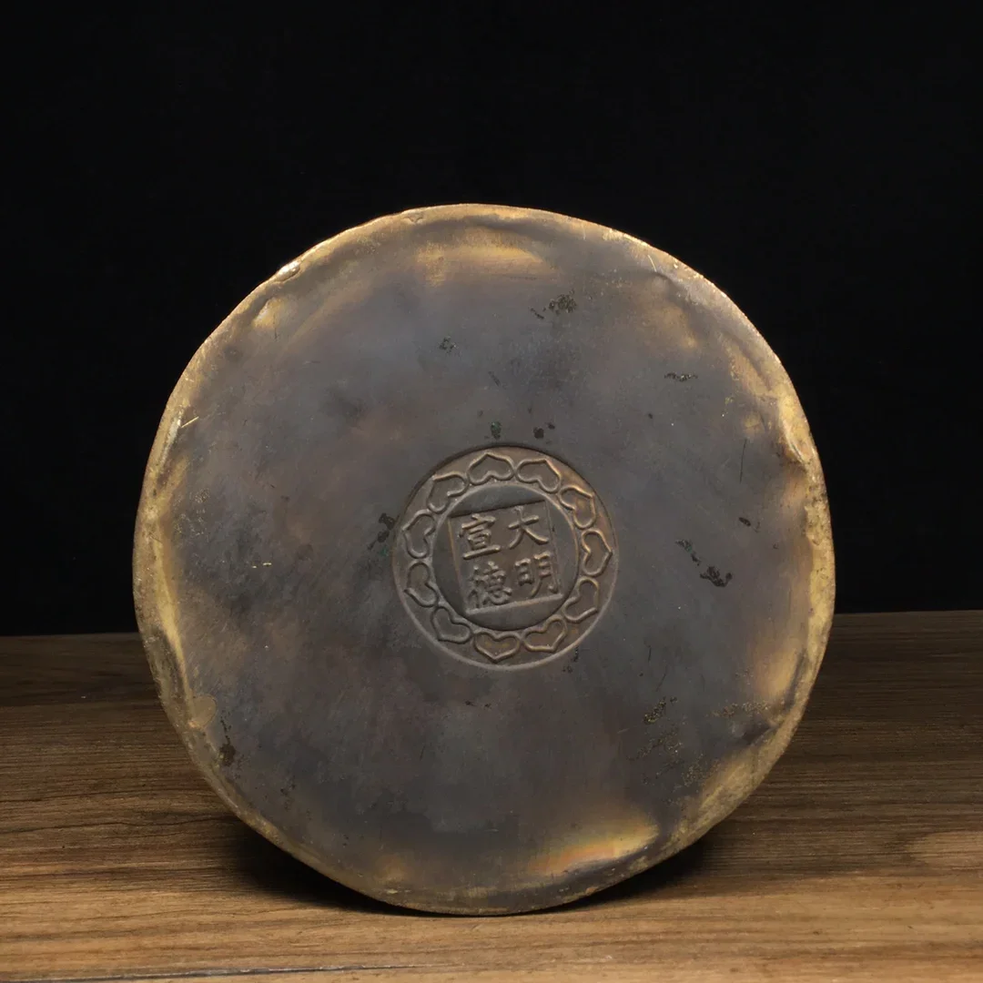 

12"Old Xizang Folk Collection Old Bronze Painted Sakyamuni Buddha Backlight Lotus stage Worship Hall Town House Exorcism