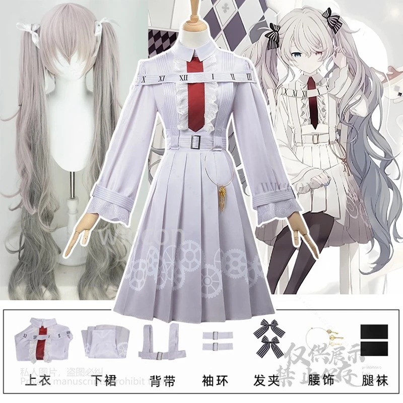 

Anime White Miikuu Cosplay Game Project Sekai PJSk Colorful Stage Cosplay White Suit Dress Wigs Female S-3XL Halloween Roleplay