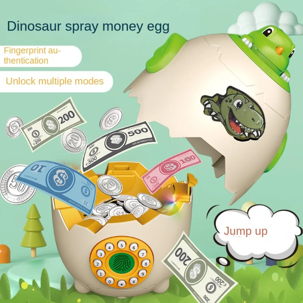 Electronic Piggy Bank for Kids, Dinosaur Egg, Desenhos animados, Impressão digital, Senha, Desbloquear, Story Machine, Caixa de dinheiro