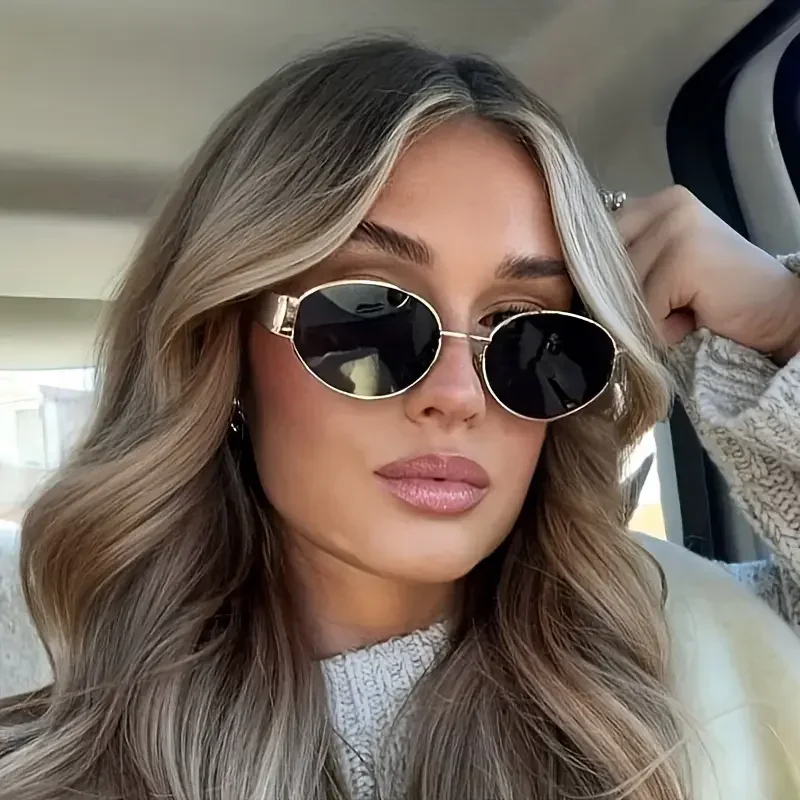 Retro Metal Frame Oval Sunglasses Women Men Brand Designer Vintage Round Sun Glasses