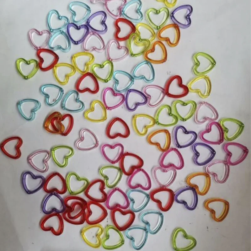 50~200pcs Transparent Acrylic Bead Frames Dyed Heart Mixed Color fashion jewellery 15x16.5x4mm Hole: 1.6mm