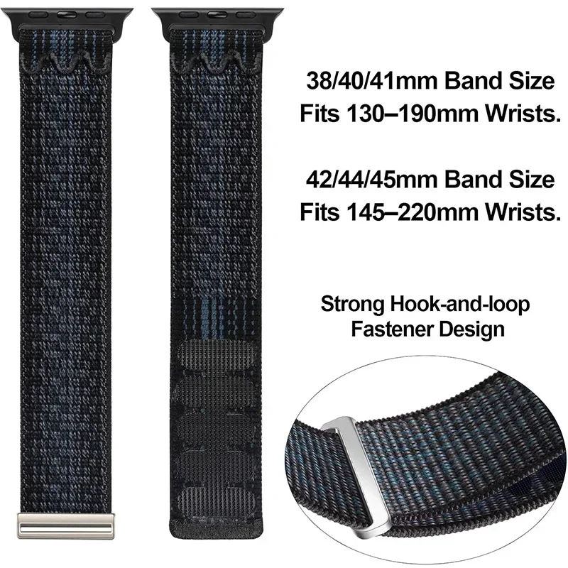 Ремешок нейлоновый для Apple Watch Band Ultra 49 мм, спортивный браслет для iWatch 10 9 8 7 6 5 SE, 45 мм 44 мм 41 мм 40 мм 46/42 мм