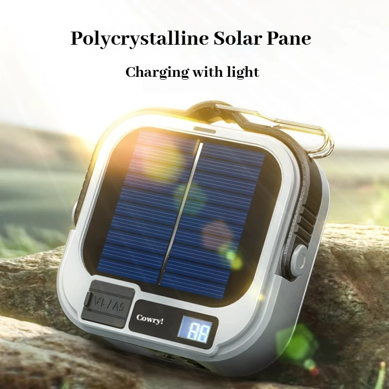 LEM Solar Lamp Light Camping Outdoor Led 800 LM Long Endurance Rechargeable Waterproof Tent Lights Digital Display & Hook Design