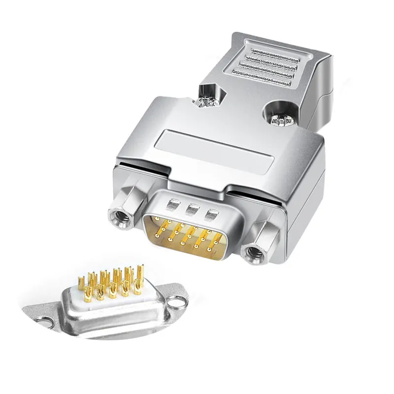 DSUB DP15 +plastic shell DB15 connector 3 row hole/pin female Male plug port socket adapter golden silverly brass