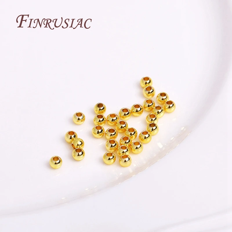 2/2,5/3/4/5/6MM Runde Nahtlose Perlen 14K Gold Überzogene Metall glatte Spacer Perlen Für Armband Hohe Qualität DIY Schmuck Zubehör – Detail 17
