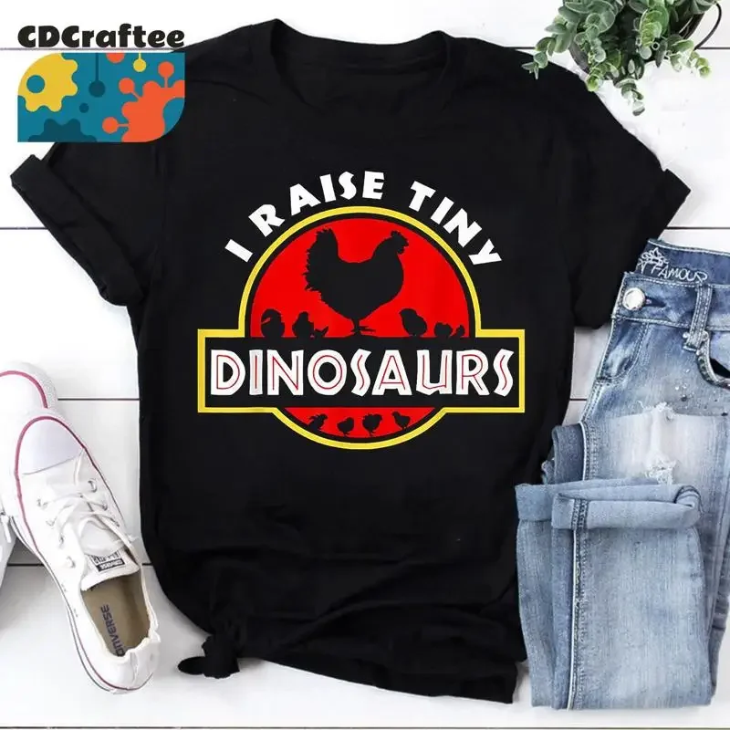 I Raise Tiny Dinosaurs T Shirt Funny Chicken Lover Farmer Vintage