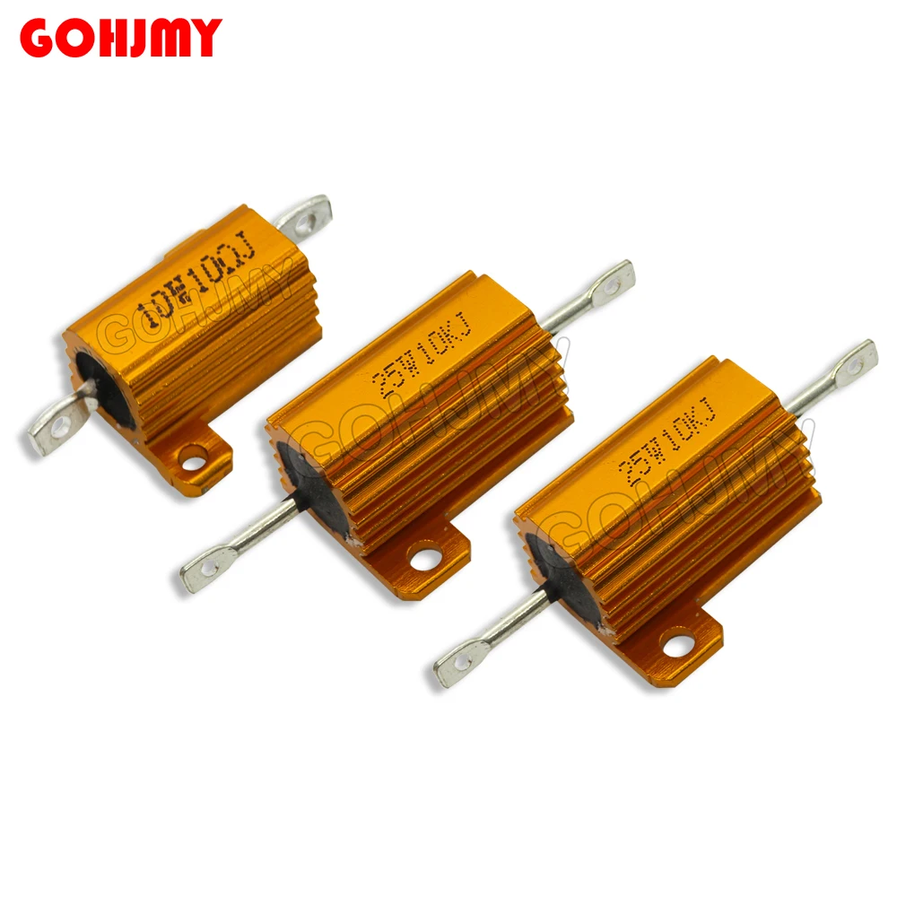 1PCS RX24 5W 10W 25W 0.01~30K Aluminum Power Metal Case Wirewound Resistor 1R 2R 5R 8R 10R 20R 100R 150R 1K 2K 5K 10K 100k Ohm