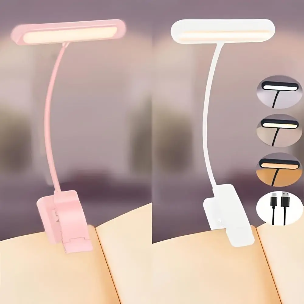 

1/2/4pack Horizontal book holder lamp with 14 lights USB charging version 3 color temperatures 10 adjustment levels-Pink&White